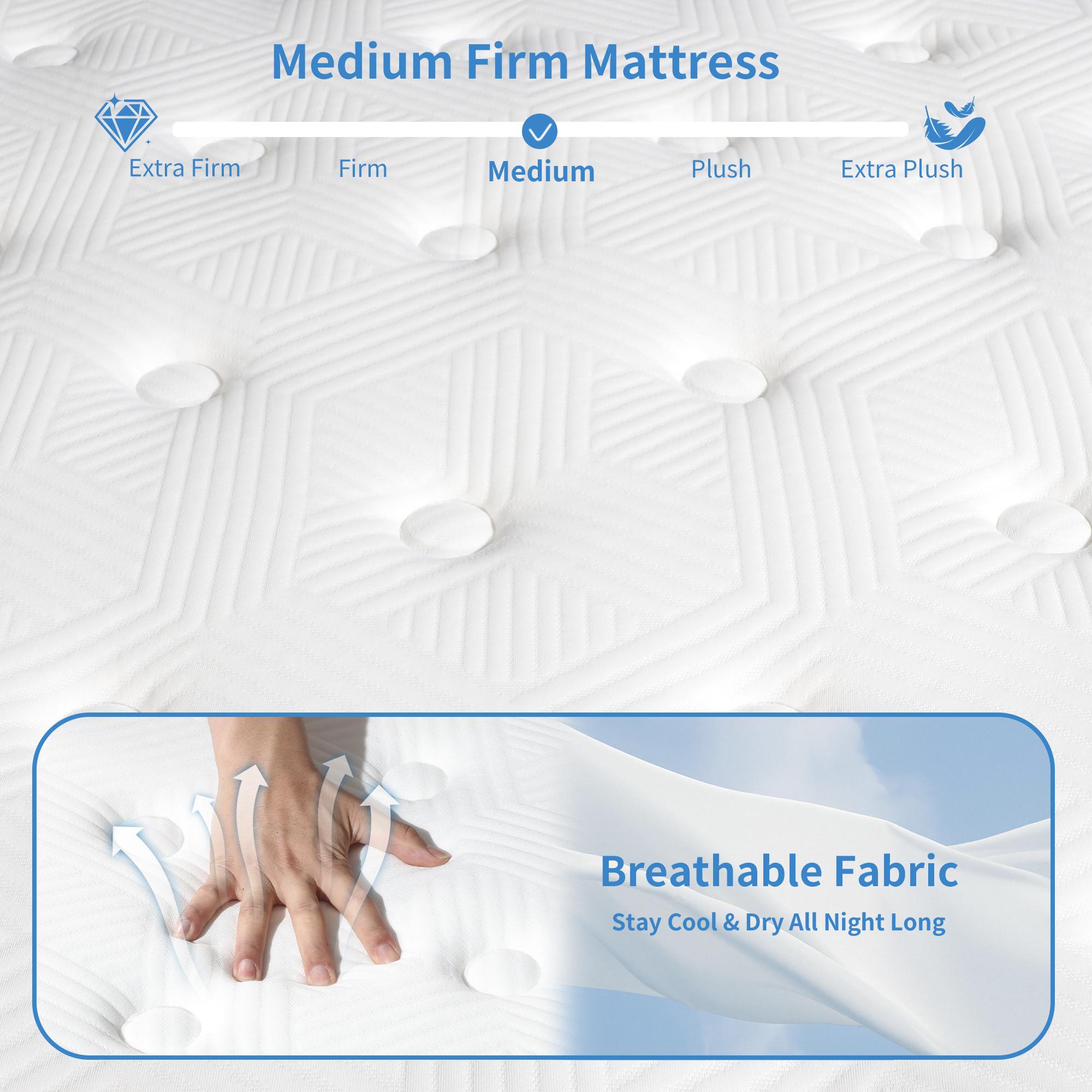 BOMASS 12" 14 Inch Twin Full Queen King Mattress, Hybrid Memory Foam Bed in a Box Medium Firmness,Pocket Spring + Zoned Support | Soft and Comfortable, Pressure Relief, CertiPUR-US Certified Coil sleep modern,dorm essentials,home decor
