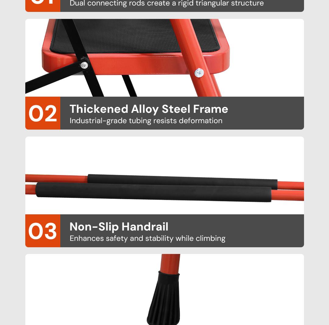 Sekam Lightweight Foldable 5-Step Ladder - 800 LBS Capacity, Portable Collapsible Design with Handrail & Tool Tray, Ideal for Kitchen & DIY Home Improvement Projects (Folding Steps Included), Lightweight Foldable Ladder, Portable Collapsible Ladder