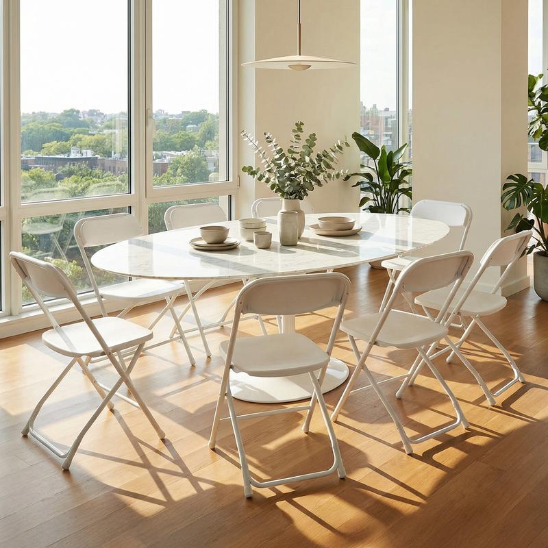 Silla plegable portátil de plástico — Asiento plegable portátil de metal resistente con capacidad de 330 lb; fácil de usar y almacenar; ideal para el hogar y para necesidades de mobiliario tanto en interiores como en exteriores.