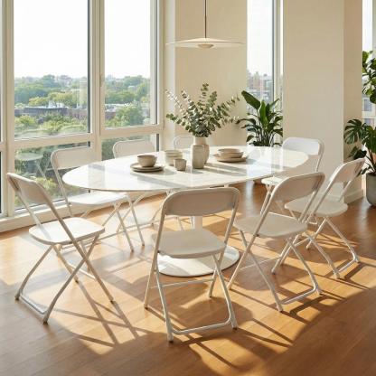 Silla plegable portátil de plástico — Asiento plegable portátil de metal resistente con capacidad de 330 lb; fácil de usar y almacenar; ideal para el hogar y para necesidades de mobiliario tanto en interiores como en exteriores.