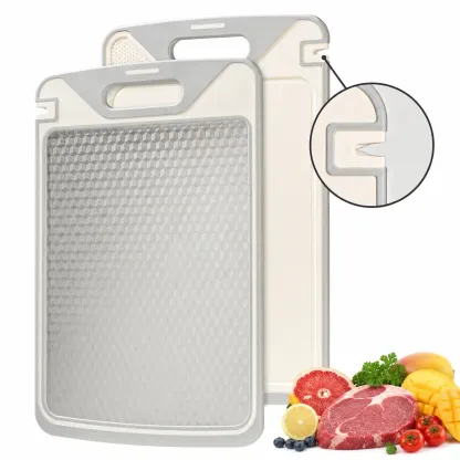 Tabla de cortar compacta 2 en 1 de acero y PP no tóxico de doble cara con afilador de cuchillos, tabla de cortar de verduras duradera y fácil de limpiar para carne, compatible con cuchillos.