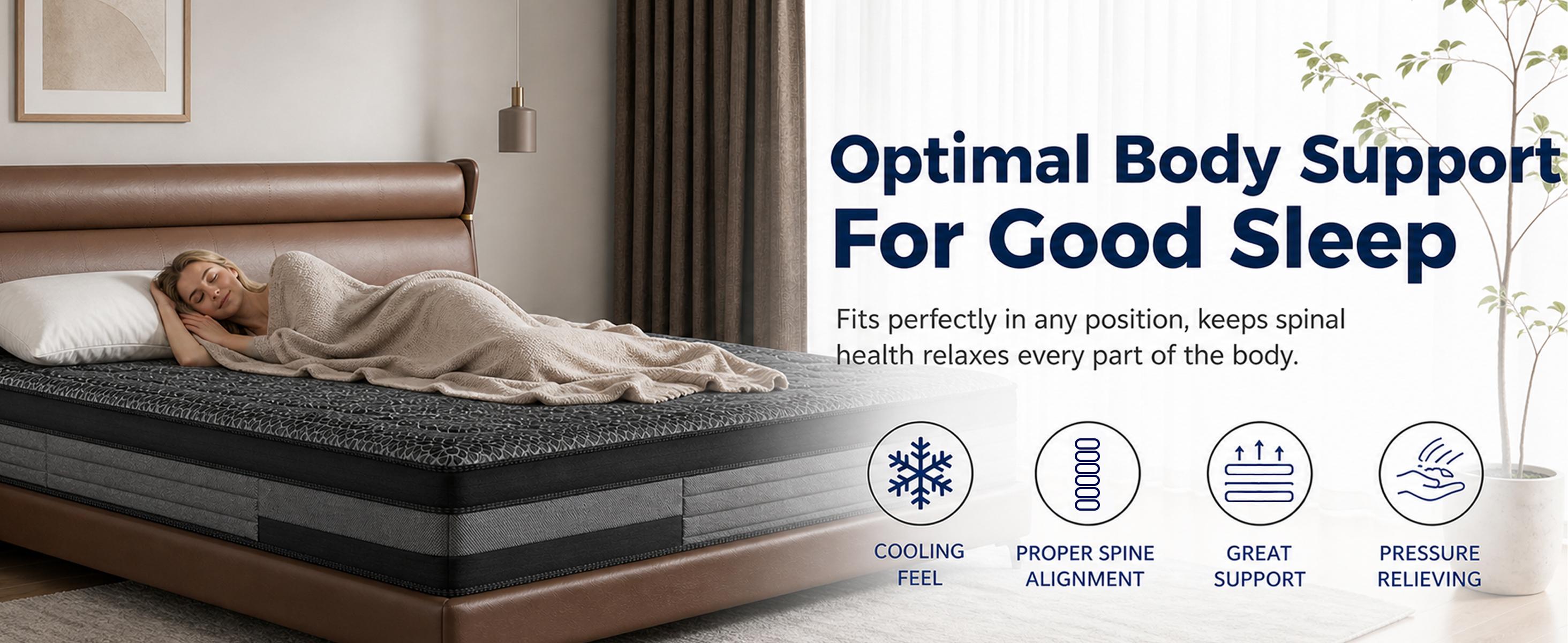【Summer Sale Deals 】12/14 Inch Medium Firm Hybrid Mattress, Temperature Neutral Ergonomic Grey Boxed Mattress, Queen & King Sizes, Modern Furniture for Small Bedroom Home Hotel, Halloween Christmas Gift, 365 Night Trial