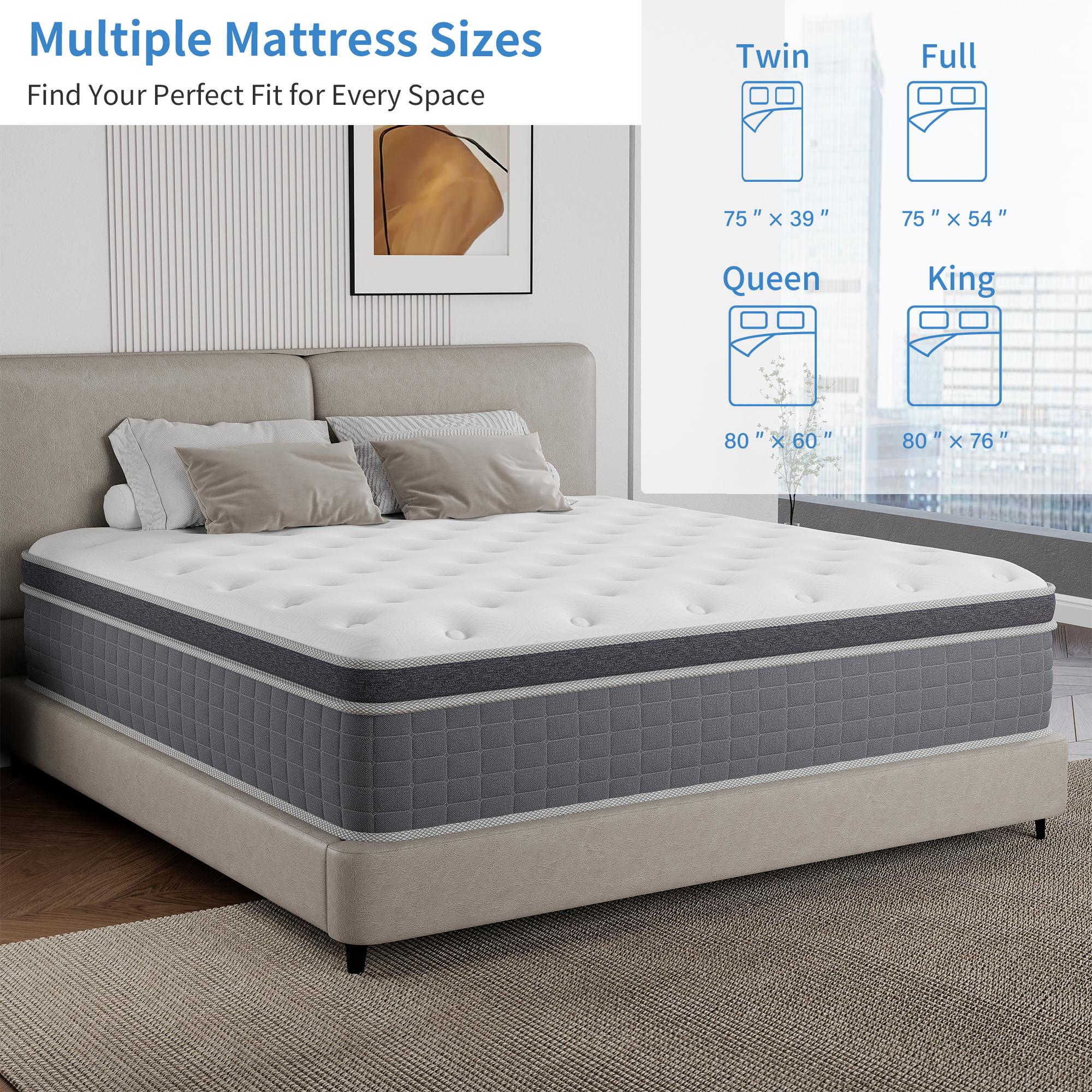 BOMASS 12" 14 Inch Twin Full Queen King Mattress, Hybrid Memory Foam Bed in a Box Medium Firmness,Pocket Spring + Zoned Support | Soft and Comfortable, Pressure Relief, CertiPUR-US Certified Coil sleep modern,dorm essentials,home decor