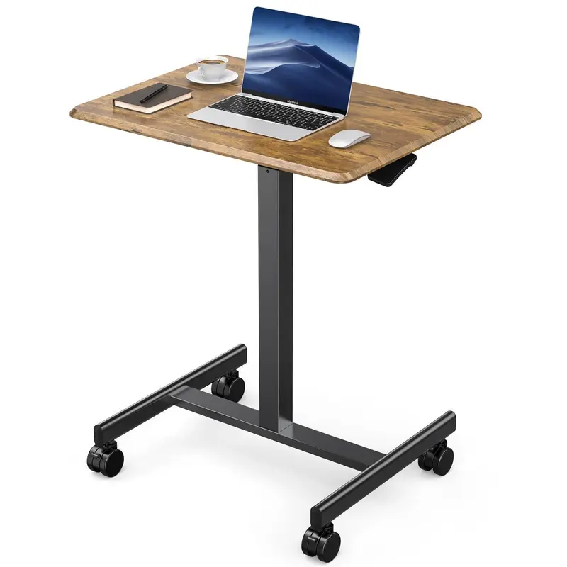 Escritorio móvil de pie con ruedas: mobiliario de oficina de altura regulable con ruedas integradas, asa ergonómica y ajustes multiposición; ideal para apartamentos, oficinas y accesorios de escritorio.