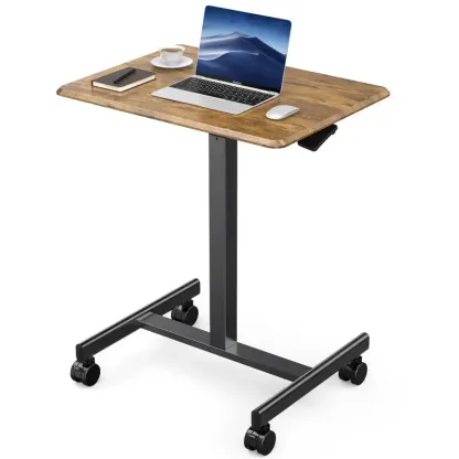 Escritorio móvil de pie con ruedas: mobiliario de oficina de altura regulable con ruedas integradas, asa ergonómica y ajustes multiposición; ideal para apartamentos, oficinas y accesorios de escritorio.