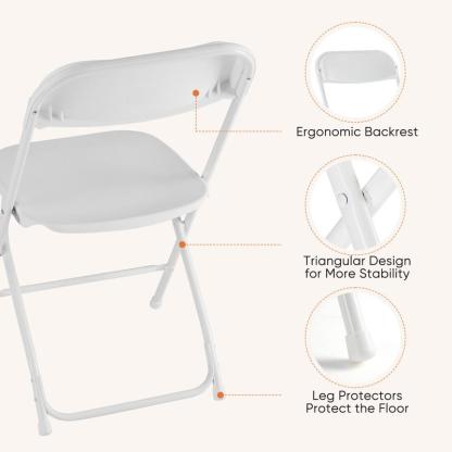 Silla plegable portátil de plástico — Asiento plegable portátil de metal resistente con capacidad de 330 lb; fácil de usar y almacenar; ideal para el hogar y para necesidades de mobiliario tanto en interiores como en exteriores.