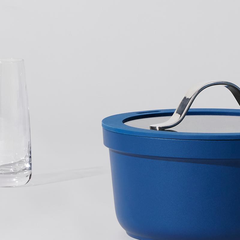 [Oficial] Juego de 30 piezas de ollas y sartenes antiadherentes en azul zafiro — Batería de cocina antiadherente apta para lavavajillas, horno y refrigerador — Utensilios de cocina con mango extraíble, aptos para horno (ideal para caravanas) — Juego de co