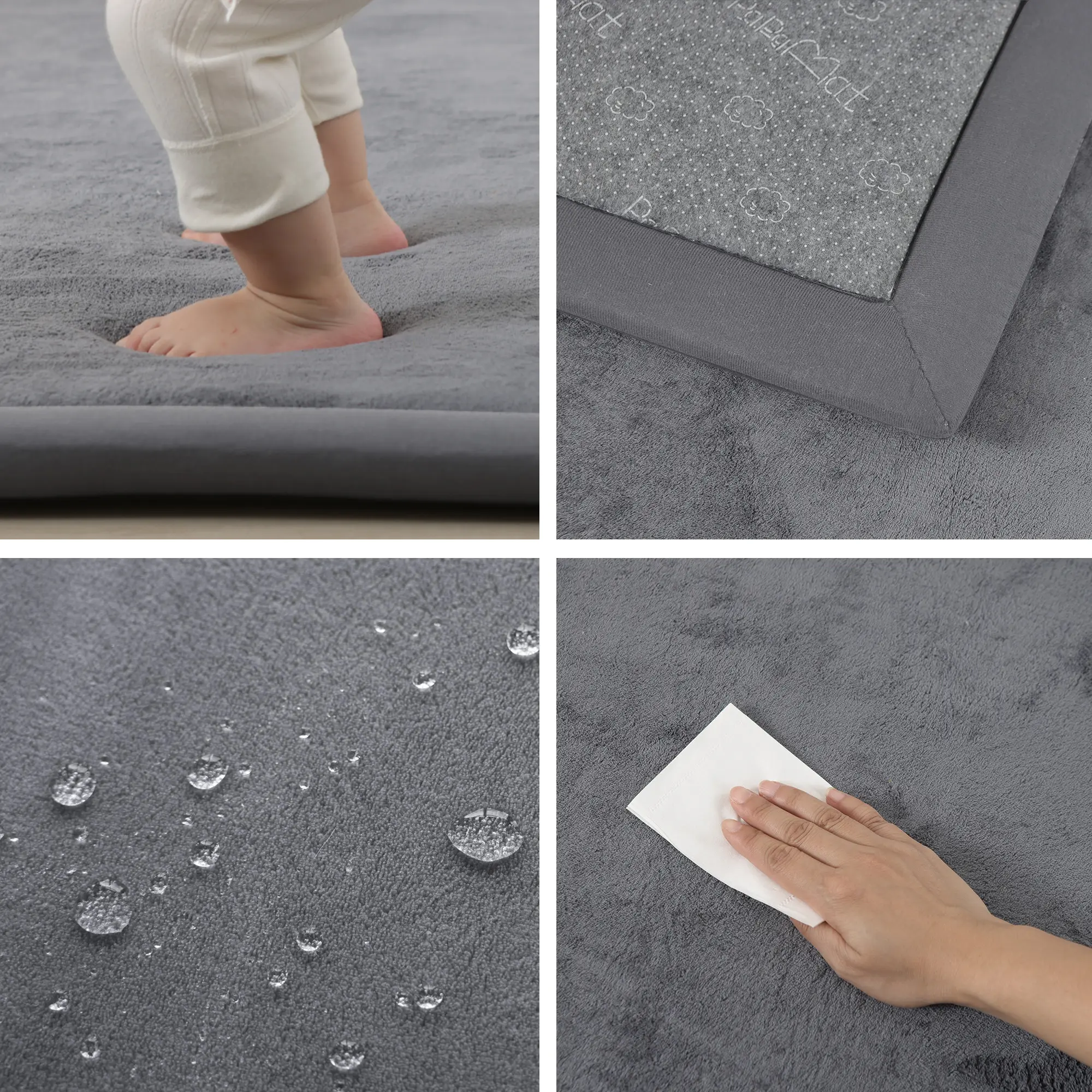 Alfombra de juegos para bebés (1,5 pulgadas de grosor): alfombra de espuma viscoelástica con superficie de franela/forro polar coral mejorada, extra suave y antideslizante, de 79 x 59 pulgadas, ideal para el gateo de bebés y niños pequeños.