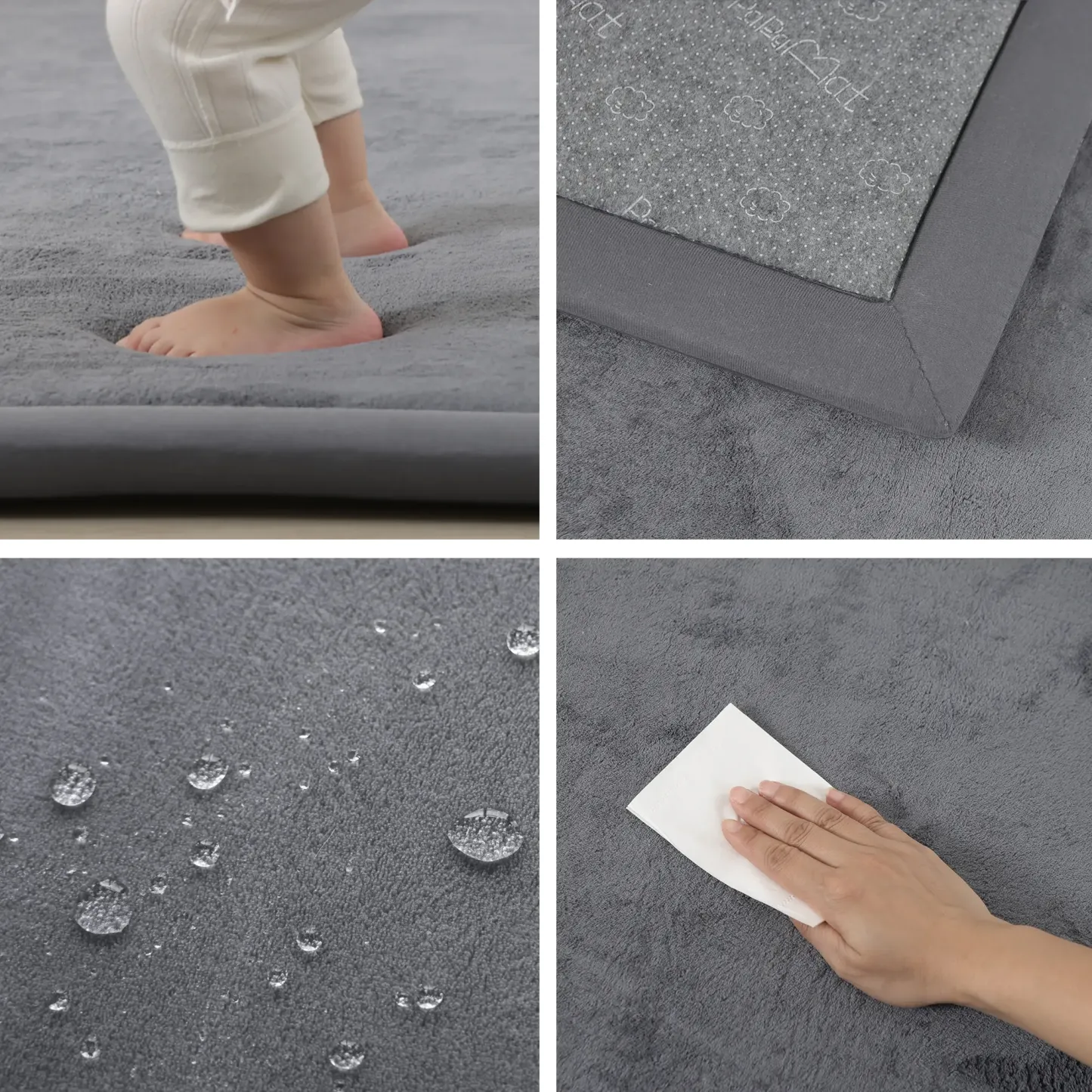 Alfombra de juegos para bebés (1,5 pulgadas de grosor): alfombra de espuma viscoelástica con superficie de franela/forro polar coral mejorada, extra suave y antideslizante, de 79 x 59 pulgadas, ideal para el gateo de bebés y niños pequeños.