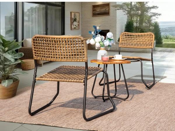 Phivilla Home Outdoor Wicker Patio Furniture Set, Cushioned Rattan Loveseat & Chairs, with Acacia Wood Coffee Table, Elegant All-Weather Seating for Garden, Backyard & Poolside, SpringGlowUp