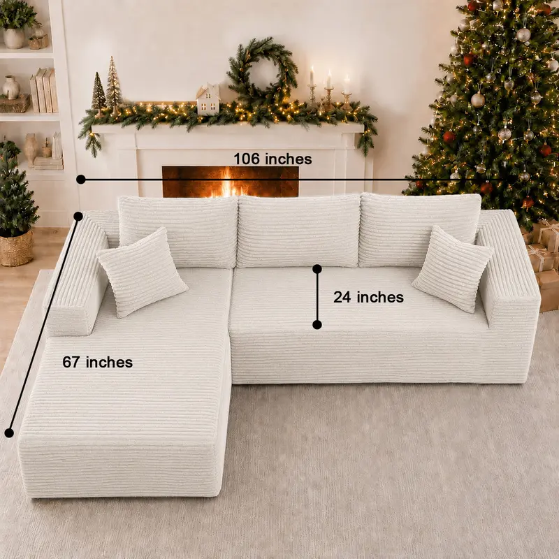 Conjunto moderno de sofá reclinable modular en forma de L de terciopelo