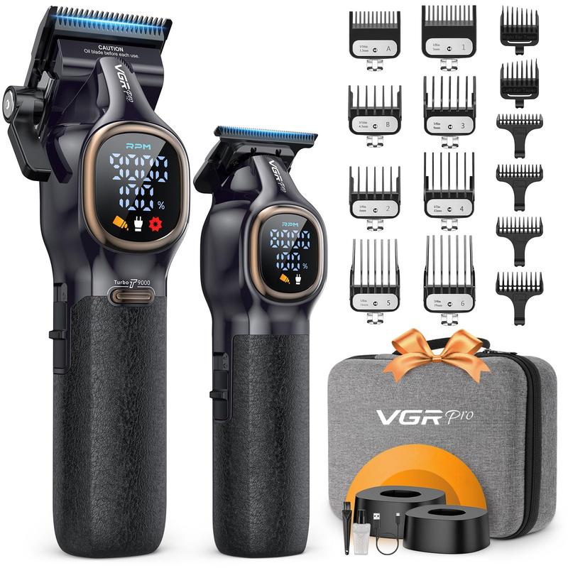 Cortapelos profesionales para hombres, set profesional de cortapelos y perfiladora para barberos, cortapelos inalámbricos para corte de cabello con estuche de transporte, potentes cortapelos eléctricos recargables de 9000 RPM.
