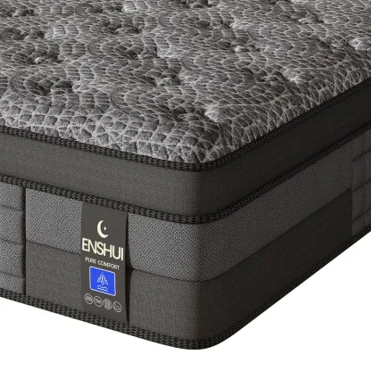 Colchón híbrido de firmeza media de 12/14 pulgadas, ergonómico, gris, en caja, de temperatura neutra, tamaños Queen y King, muebles modernos para dormitorios pequeños, hogar y hotel.