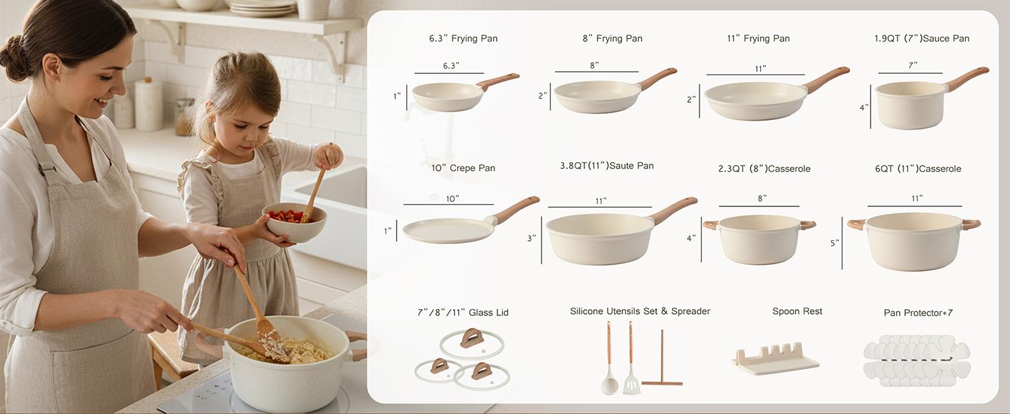 【Limited-Time Sale】USELUCK Pots and Pans Set Non Stick Non-Toxic 22 Pcs Ceramic Cookware Sets Nonstick Kitchen Pot&Pan With Lid Cream White Granite Induction Compatible with Glass Lids Crepe Frying Pan PFOA/PFOS-Free, Cooking Pan Set 【Limited-Time Sale】USELUCK Pots and Pans Set Non Stick Non-Toxic 22 Pcs Ceramic Cookware Sets Nonstick Kitchen Pot&Pan With Lid Cream White Granite Induction Compatible with Glass Lids Crepe Frying Pan PFOA/PFOS-Free, Cooking Pan Set