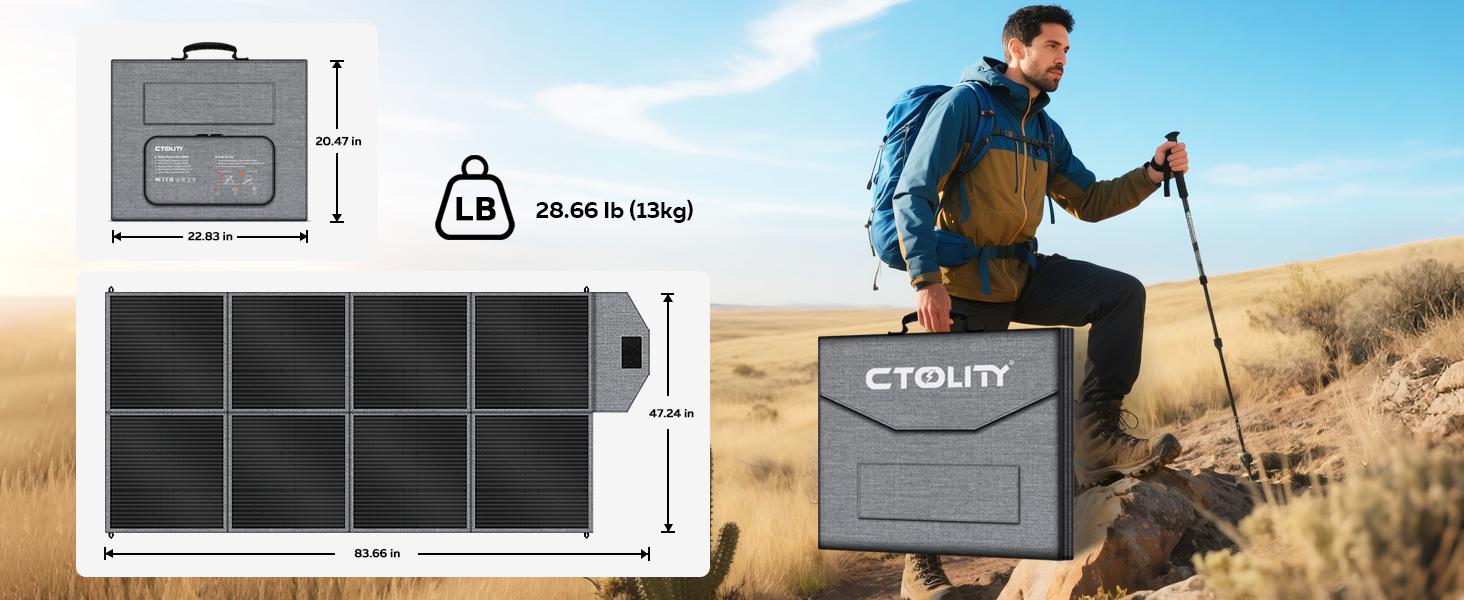 [DealsForYouDays]CTOLITY SP400 400W Foldable Solar Panel 41V 10A for Outdoor Camping RV Power Station with 8F Bracket & 22% High Efficiency Charge power station fast Free Energy Camping Essentials 2026/Camping Gear