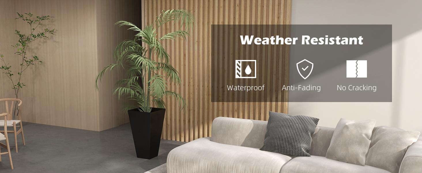 #Summervibes 【Set of 3】Outsunny Set of 3 Tall Planters with Drainage Hole, 28" Outdoor Flower Plant Pots, Indoor Planters for Porch Patio and Deck