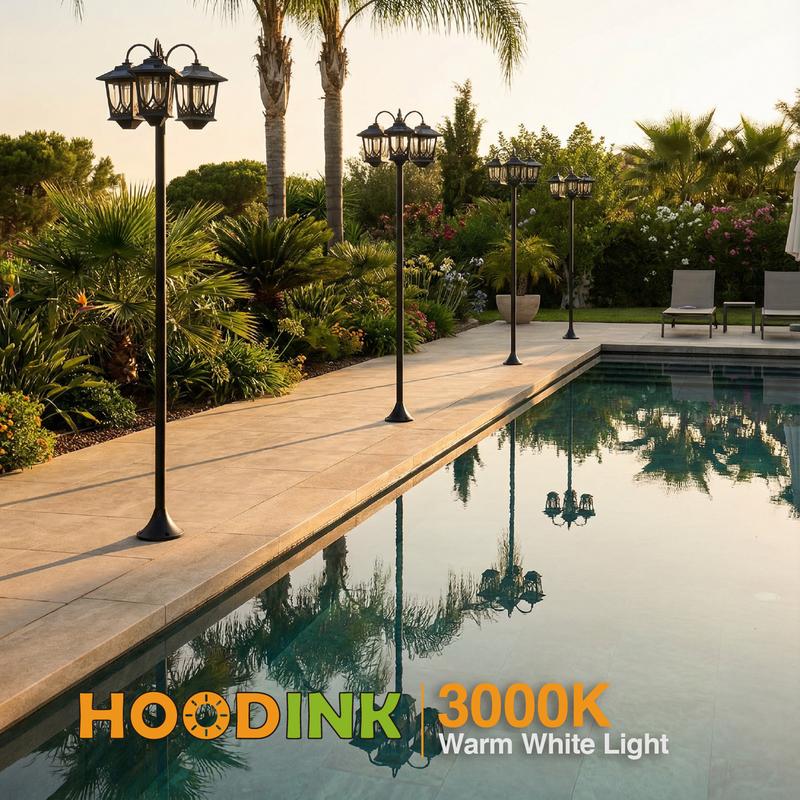 Farola solar de 3 cabezales — Iluminación exterior impermeable para jardín, senderos, patio y entradas (delantera/trasera) — 60 lúmenes — Decoración — Regalo para el Día de la Madre