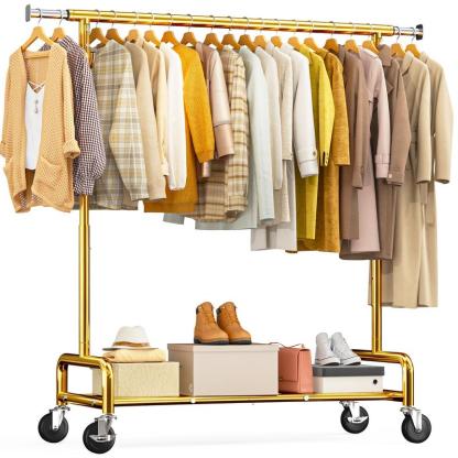 【Summervibes】Raybee Perchero Reforzado de 75" (Extra Ancho) — Capacidad de 450 lb, con 4 Ganchos y Ruedas con Bloqueo — Perchero Metálico para Dormitorio, Lavadero y Uso Comercial