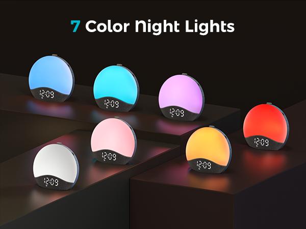 ecozy Sunrise Alarm Clock, White Noise Machine, Sound Machine for Bedroom, Wake Up Light with BT Speaker, 26 Sleep Sounds, 17 Night Lights, Dimmable Digital Clock for Adults, Kids