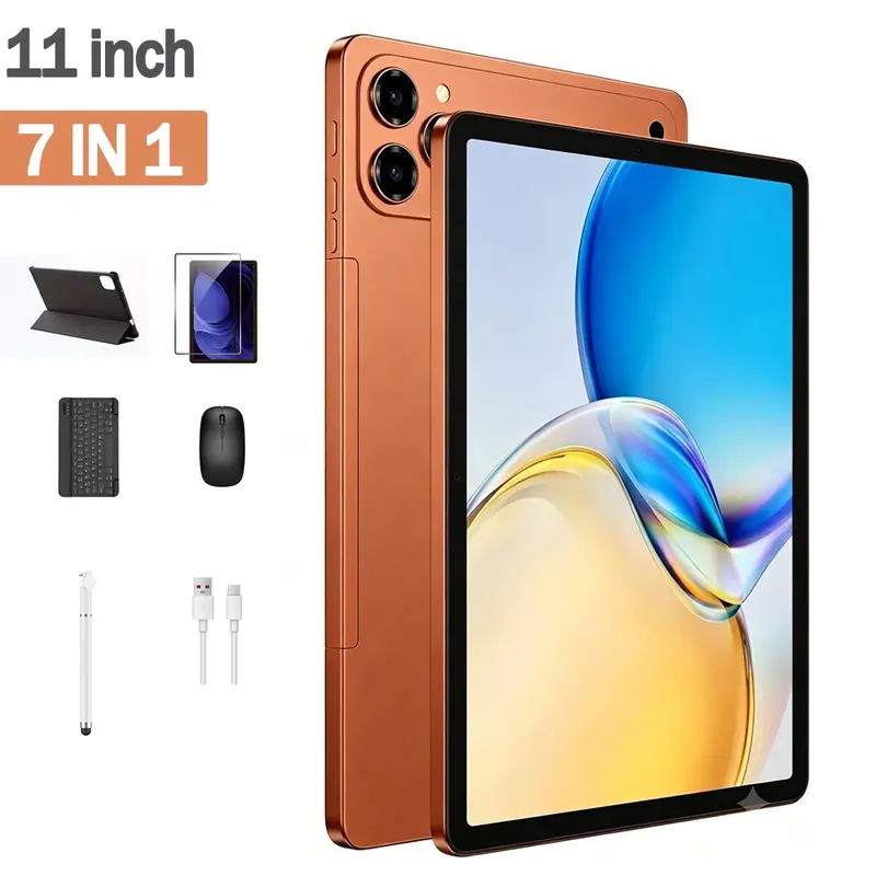 Tableta Android 15 (2026) de 11 pulgadas, 12 GB de RAM + 256 GB de almacenamiento ampliable, batería de larga duración de 10000 mAh, pantalla HD grande, WiFi 5G, incluye teclado, mouse, funda y lápiz táctil, cámara dual, ideal para la escuela