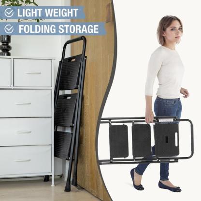 Step Ladder, Folding Step Stool with Wide Anti-Slip Pedal, 800lbs Sturdy Portable Ladder, Cushioned Handle, Lightweight