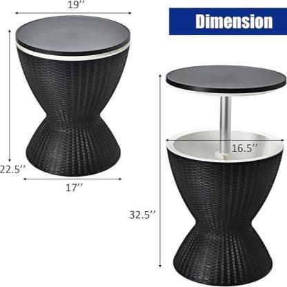 Mesa de bar con enfriador, Enfriador de cerveza y vino de 4/8/10 galones, Mesas de bar para patio estilo ratán, Altura ajustable, Enfriador de hielo 3 en 1 con tapón de drenaje, Mesa de cócteles para exteriores, ideal para terrazas y fiestas en la piscina