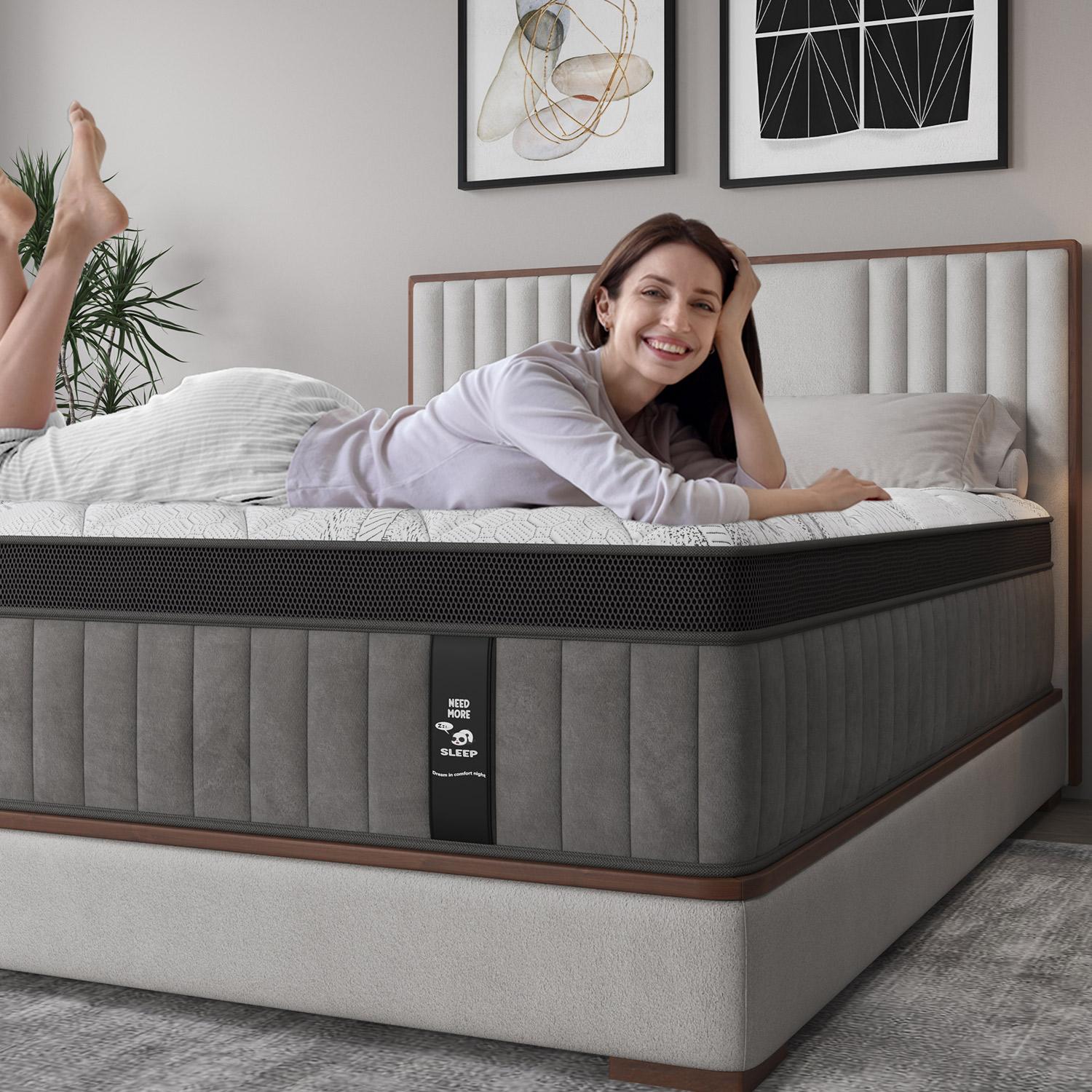 12"14" Gel Memory Foam Hybrid Pocket Spring Mattress Euro Top Medium Firm for Back & Lumbar Support Individual Pocket Spring for Motion Isolation Pressure Relief Twin Full King Queen Mattress CertiPUR-US & OEKO Certified,dorm essentials,home decor Multila