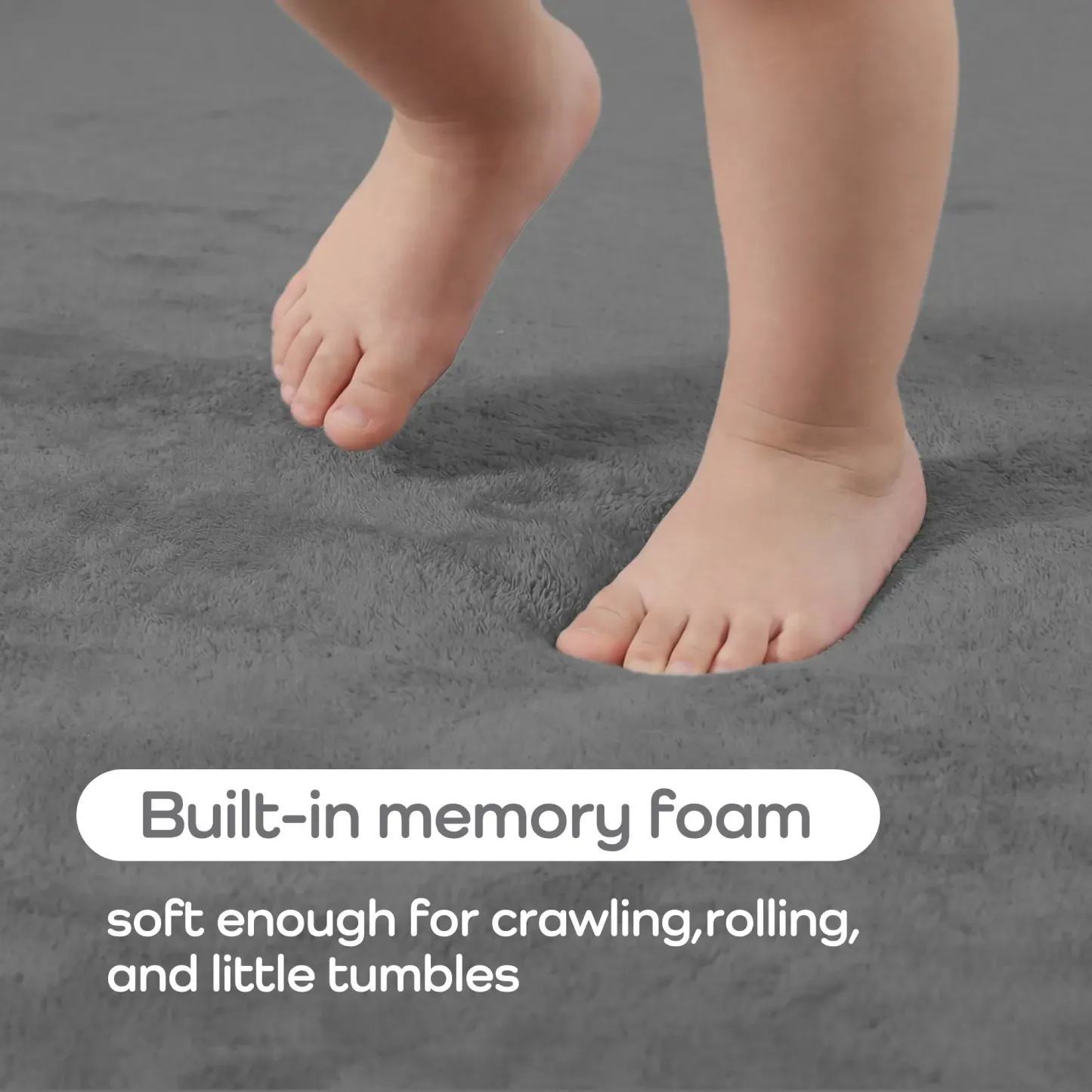 Alfombra de juegos para bebés (1,5 pulgadas de grosor): alfombra de espuma viscoelástica con superficie de franela/forro polar coral mejorada, extra suave y antideslizante, de 79 x 59 pulgadas, ideal para el gateo de bebés y niños pequeños.
