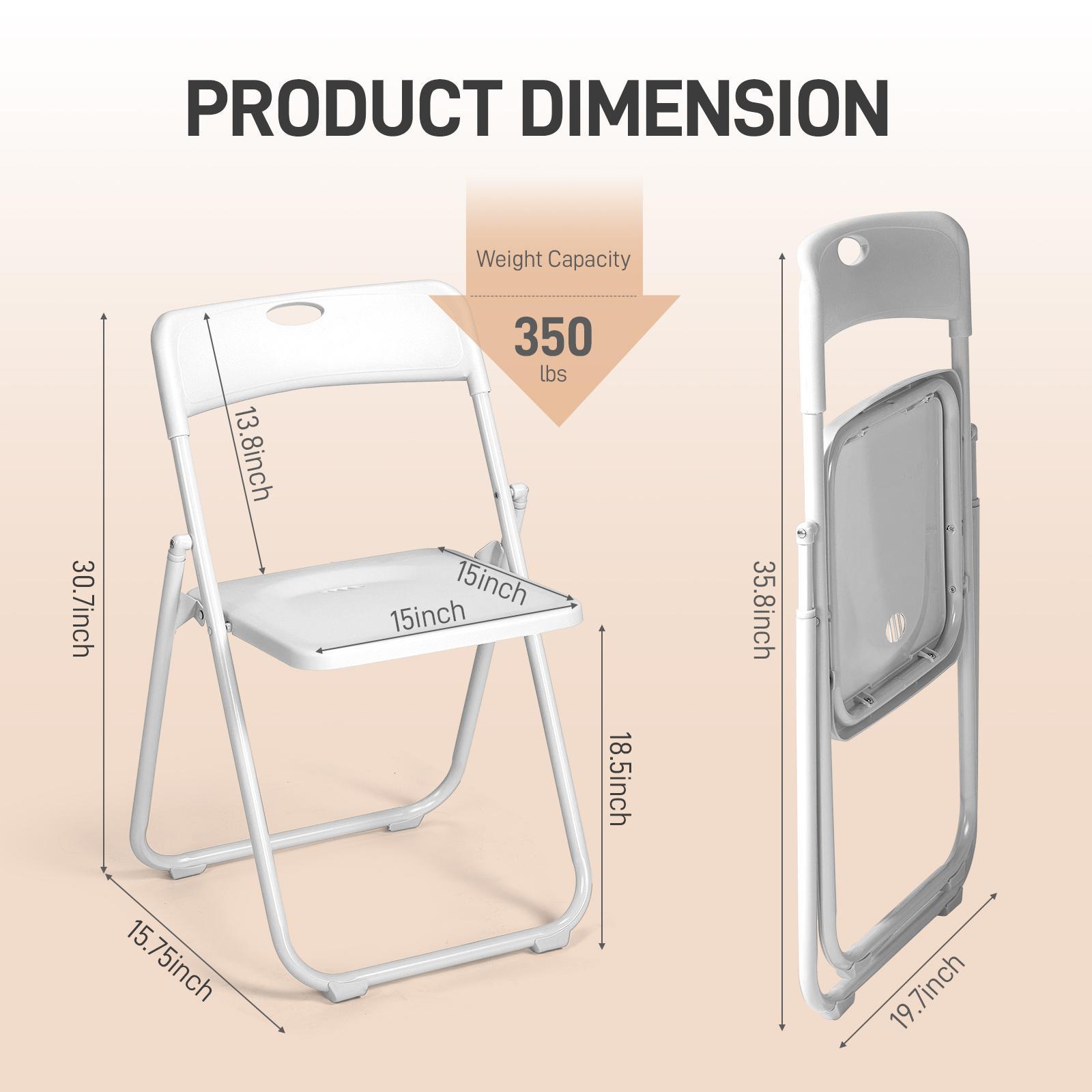 【Mother'sDaygift】Karlhome 4/6/10 Pcs Folding Chair, 300LBS Lightweight Foldable Plastic Chair, Reinforced Metal Frame Easy to Fold & Store for Indoor Six colors & Outdoor, Wedding, Party, Meeting Room, Patio and Garden, White