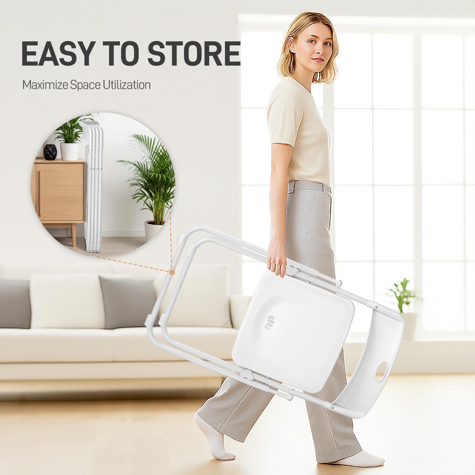 【Mother'sDaygift】Karlhome 4/6/10 Pcs Folding Chair, 300LBS Lightweight Foldable Plastic Chair, Reinforced Metal Frame Easy to Fold & Store for Indoor Six colors & Outdoor, Wedding, Party, Meeting Room, Patio and Garden, White