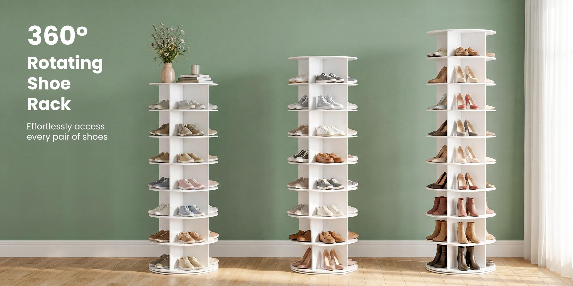 Sweetcrispy S - Rotating Shoe Rack Tower, Spinning Shoe Display Lazy Susan, Revolving 360 Shoe Rack Storage Round Carousel, Vertical Handbag Rotate Shoes Closet Organization Sweetcrispy S - Rotating Shoe Rack Tower, Spinning Shoe Display Lazy Susan, Revolving 360 Shoe Rack Storage Round Carousel, Vertical Handbag Rotate Shoes Closet Organization