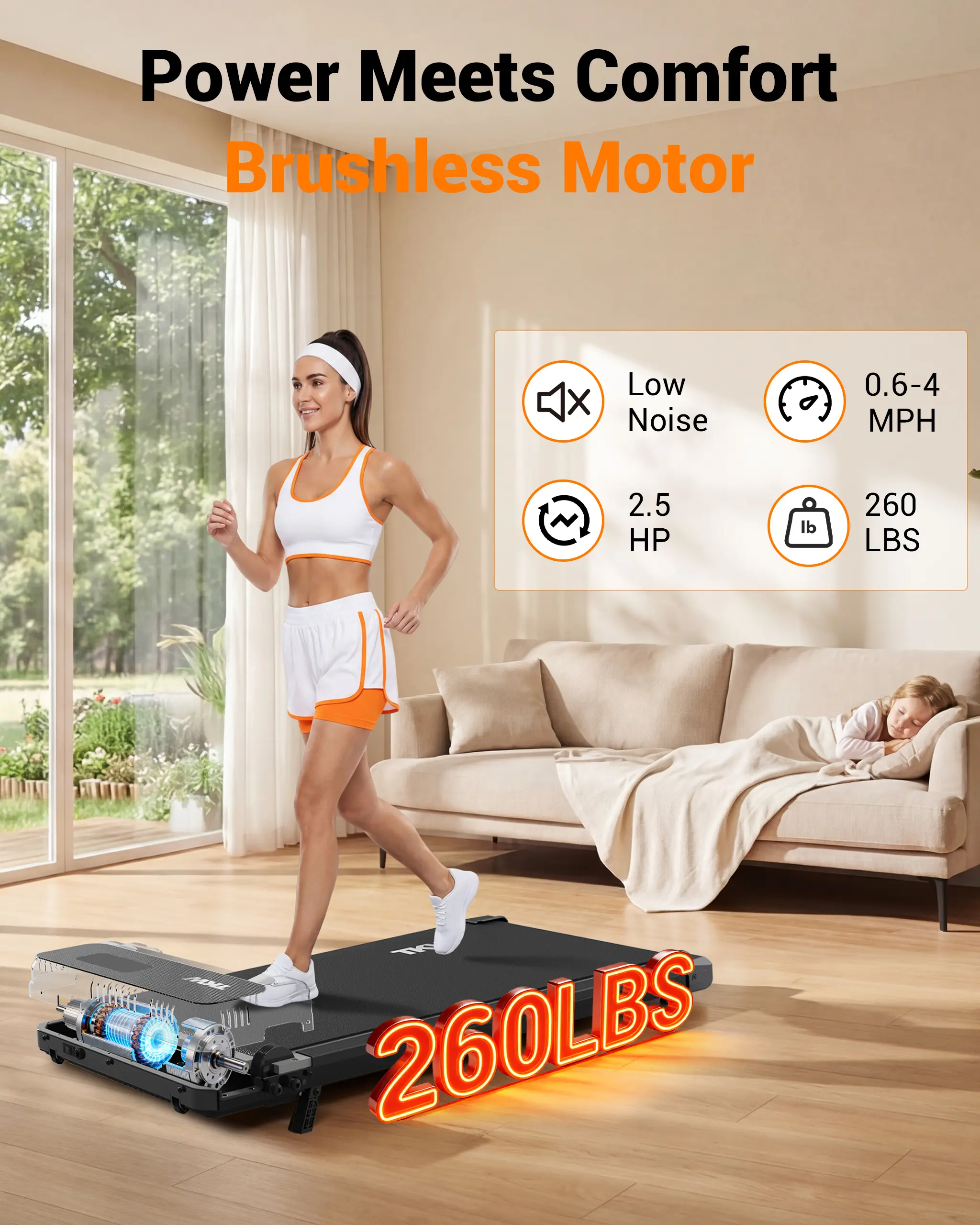 Cinta de correr compacta con inclinación y pantalla LED