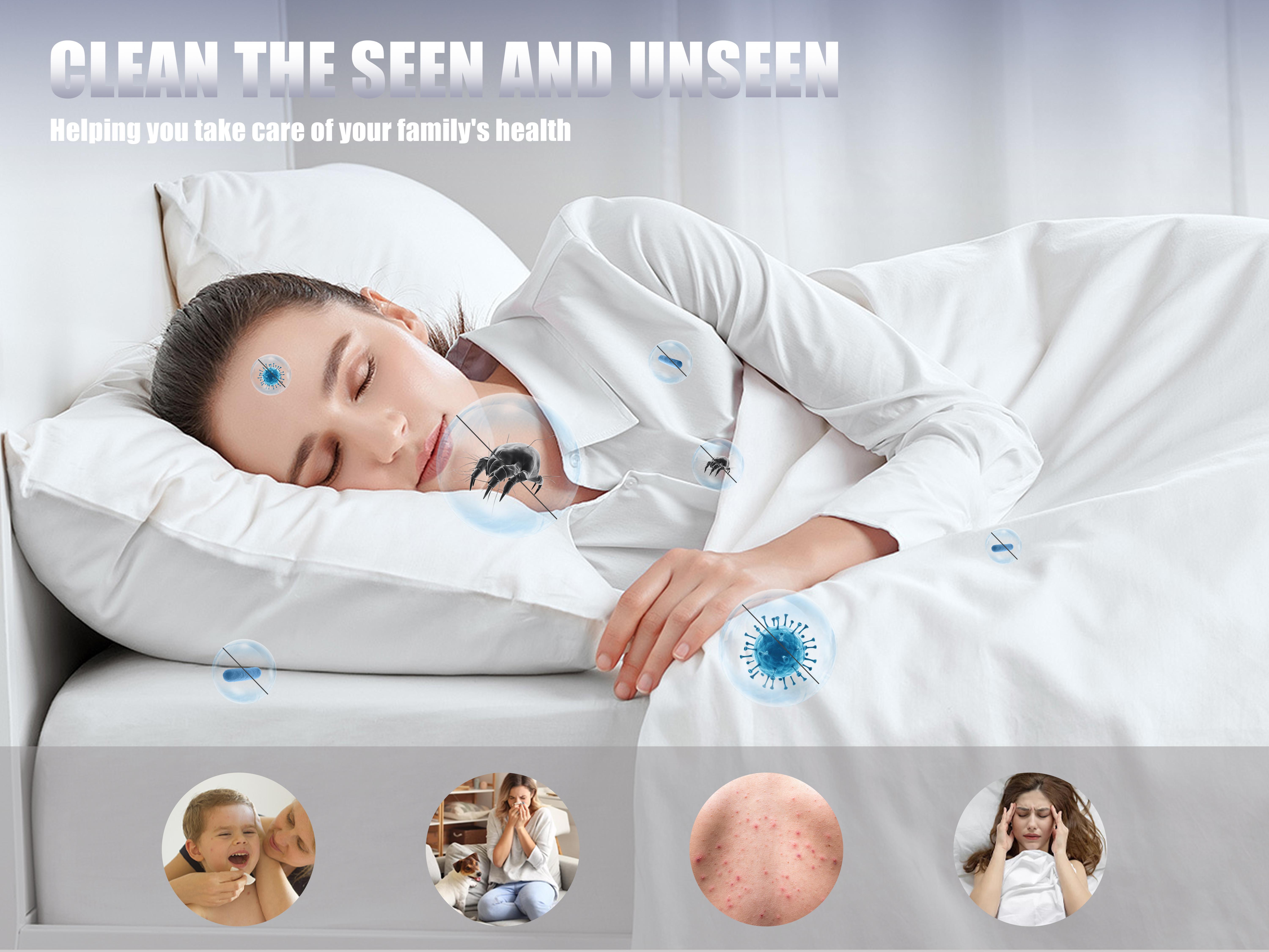 Teant Mattress Vacuum Cleaner for Dust Mites &ndash; 16kPa Powerful Suction UV-C Mattress Cleaner with Intelligent LED Display, 149&deg;F Hot Air Sterilization, Aroma & Anion, HEPA Filter, Lightweight Deep Cleaner for Pet Hair on Bed, Sofa for Clean Living