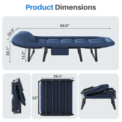 【Oferta de Verano】Catre Plegable de Camping para Adultos con Colchón, 6 Posiciones Ajustables, Ligero y Resistente hasta 450 lb, Ideal para Camping, Oficina y Exterior