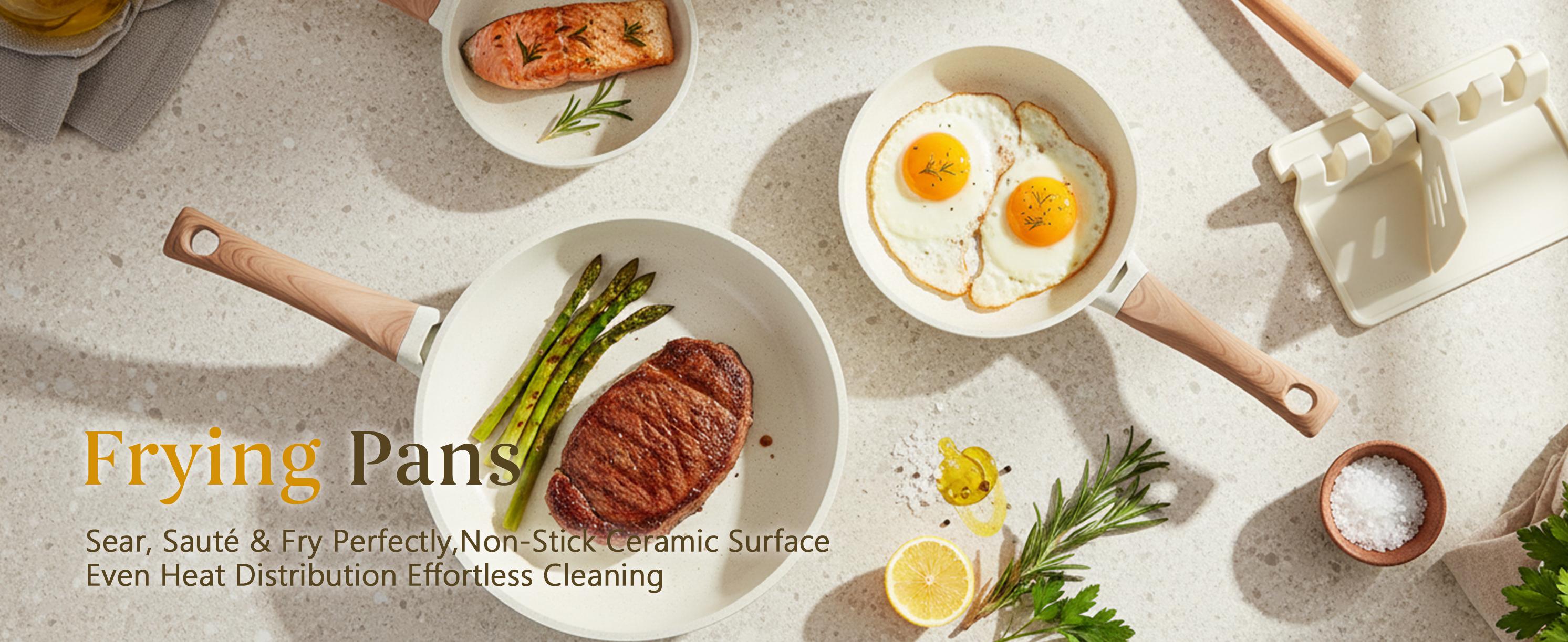 【Limited-Time Sale】USELUCK Pots and Pans Set Non Stick Non-Toxic 22 Pcs Ceramic Cookware Sets Nonstick Kitchen Pot&Pan With Lid Cream White Granite Induction Compatible with Glass Lids Crepe Frying Pan PFOA/PFOS-Free, Cooking Pan Set 【Limited-Time Sale】USELUCK Pots and Pans Set Non Stick Non-Toxic 22 Pcs Ceramic Cookware Sets Nonstick Kitchen Pot&Pan With Lid Cream White Granite Induction Compatible with Glass Lids Crepe Frying Pan PFOA/PFOS-Free, Cooking Pan Set