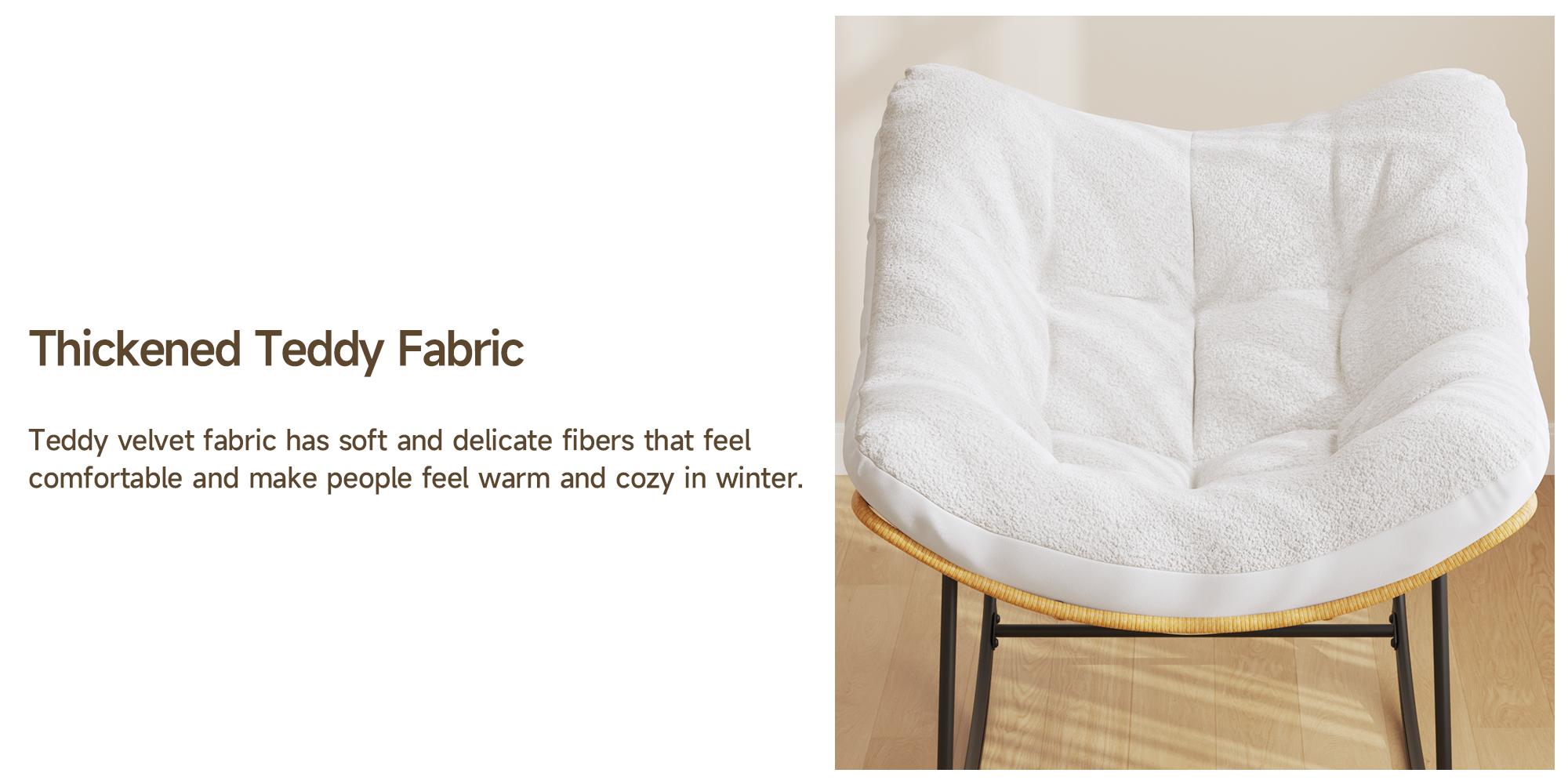 【Double-Side Fabric】ONBRILL Oversized Indoor Outdoor Rocking Chairs, Comfy Papasan Rocking Chair with Padded Cushion, Rattan Wicker Lounge Chair, Modern Reading Accent Chair for Balcony Garden, LivingRoom Furniture,Christmas Gift【DealsforYou】