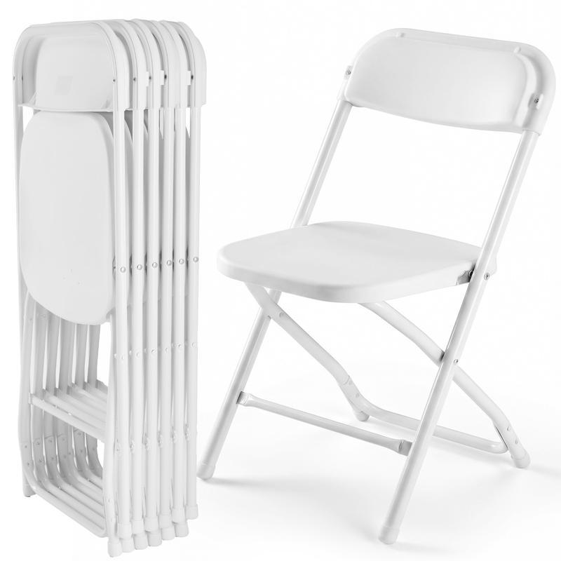 Silla plegable portátil de plástico — Asiento plegable portátil de metal resistente con capacidad de 330 lb; fácil de usar y almacenar; ideal para el hogar y para necesidades de mobiliario tanto en interiores como en exteriores.