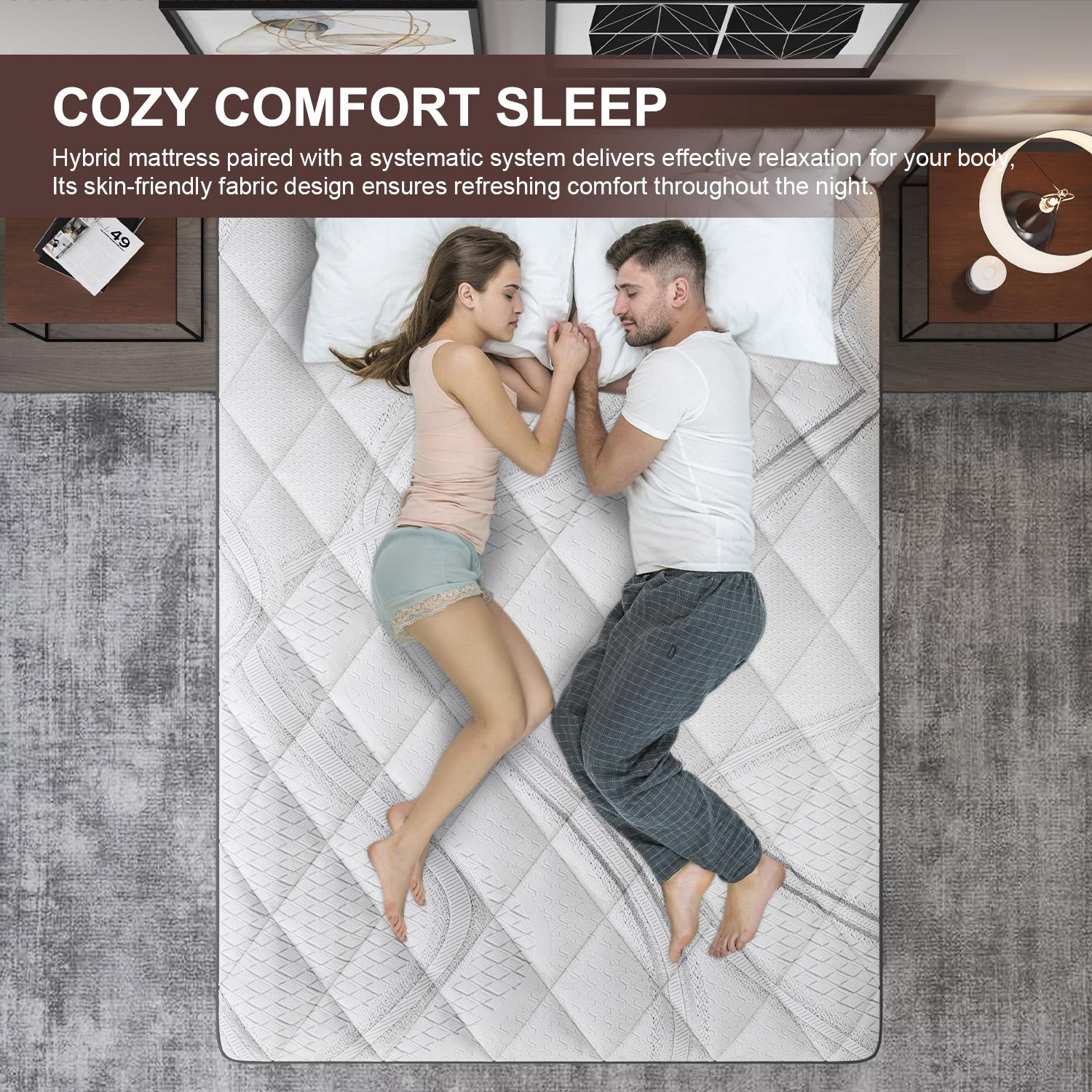 12"14" Gel Memory Foam Hybrid Pocket Spring Mattress Euro Top Medium Firm for Back & Lumbar Support Individual Pocket Spring for Motion Isolation Pressure Relief Twin Full King Queen Mattress CertiPUR-US & OEKO Certified,dorm essentials,home decor Multila