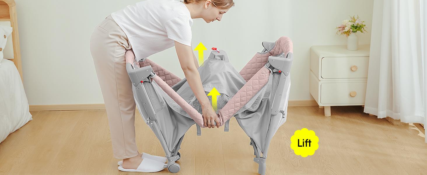 Baby Bassinet & Bedside Sleeper, Portable Baby Crib for Newborns and Infants, Foldable Playard with Mattress, Diaper Changer, Music Mobile for Nursery,back to school