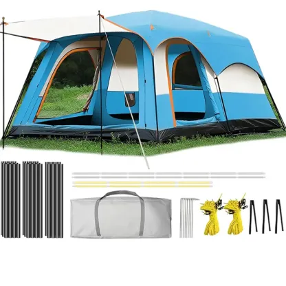 【Artículos esenciales para acampar】Tienda de campaña familiar extragrande 2026 para 10-12 personas, impermeable, de montaje instantáneo, de poliéster Oxford, ligera, con ventanas de malla y doble puerta. Accesorios para acampar al aire libre, senderismo, 