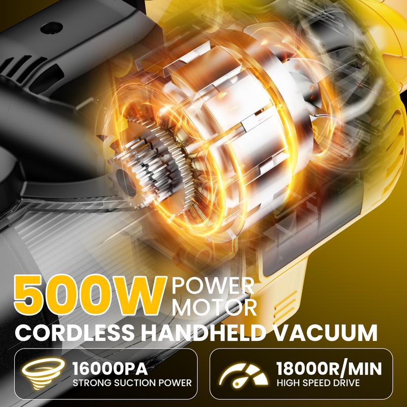 Aspiradora de mano inalámbrica para batería de 20 V, aspiradora eléctrica portátil 5 en 1 con potente motor de 500 W, 46 CFM, con filtro HEPA para suelos, alfombras y coches (batería no incluida).