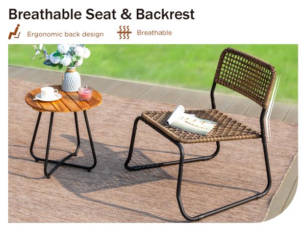 Phivilla Home Outdoor Wicker Patio Furniture Set, Cushioned Rattan Loveseat & Chairs, with Acacia Wood Coffee Table, Elegant All-Weather Seating for Garden, Backyard & Poolside, SpringGlowUp