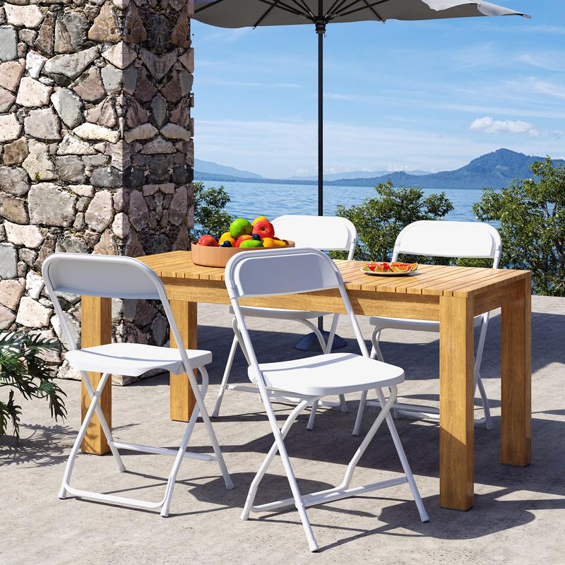 Silla plegable portátil de plástico — Asiento plegable portátil de metal resistente con capacidad de 330 lb; fácil de usar y almacenar; ideal para el hogar y para necesidades de mobiliario tanto en interiores como en exteriores.