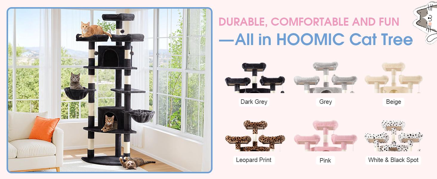 HOOMIC 73-Inch Fan-Shaped Corner Cat Tree, Space-Saving Multi-Level Tower with Cozy Condos, Perches, Baskets & Sisal Scratching Posts &ndash; Indoor Cat Activity Center#TikTokShopDealsforYouDays#DealsforYouDays#Summervibes#Summergarden