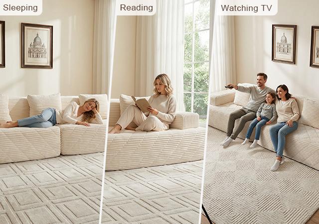 【Father's Day】 Modular Sectional Boneless Sofa,Oversized Chaise Lounge with Deep Seats, Modular Cloud Sleeper Sofa, No Assembly Required, Free Combination, Modern sectional couch.boneless sectional couch. living room furniture ou