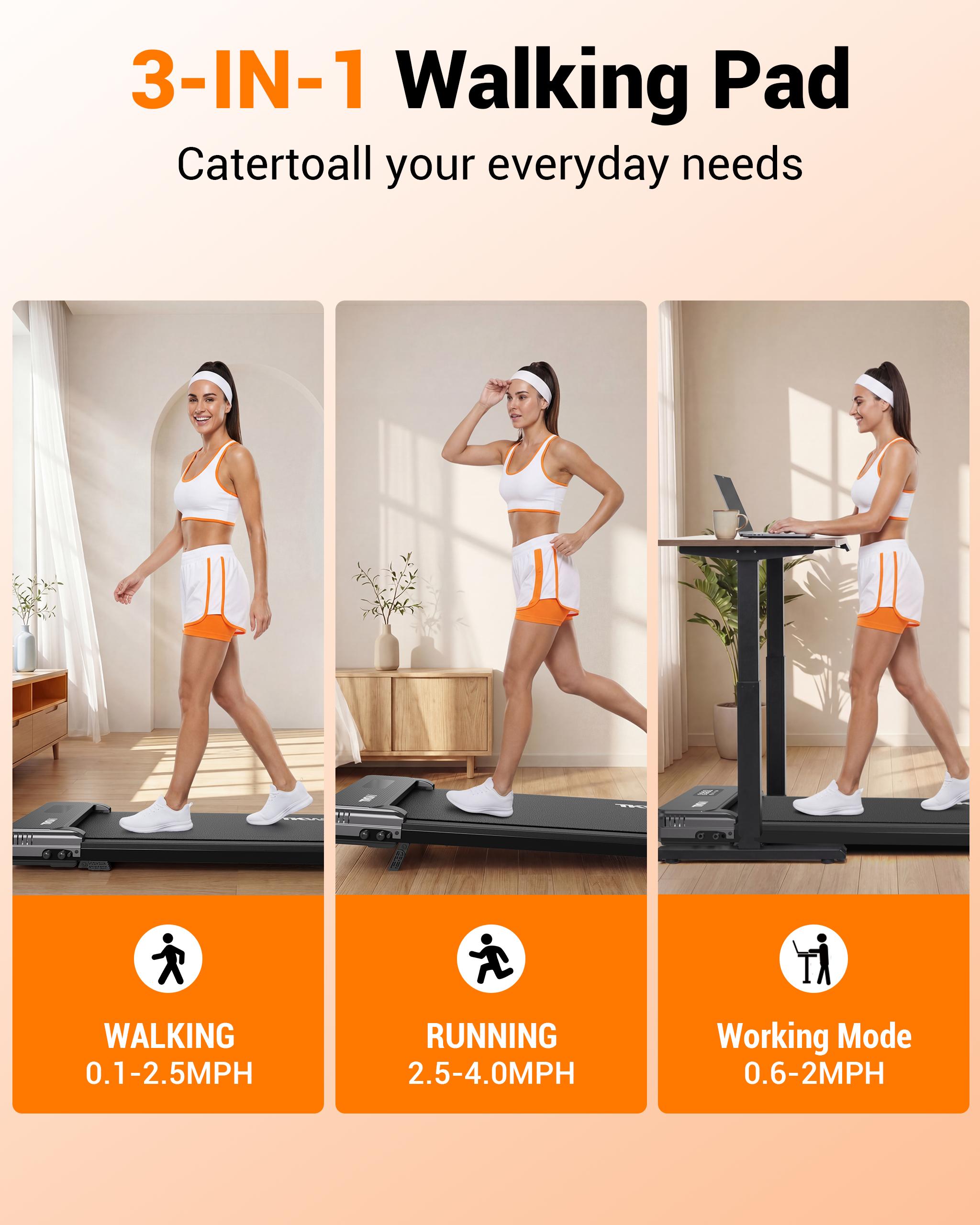 Compact Incline Walking Pad Treadmill - 5% Incline, LED Display, Remote Control, Unisex Portable Fitness Equipment, Functional Exercise Equipment for Home Office Small Spaces