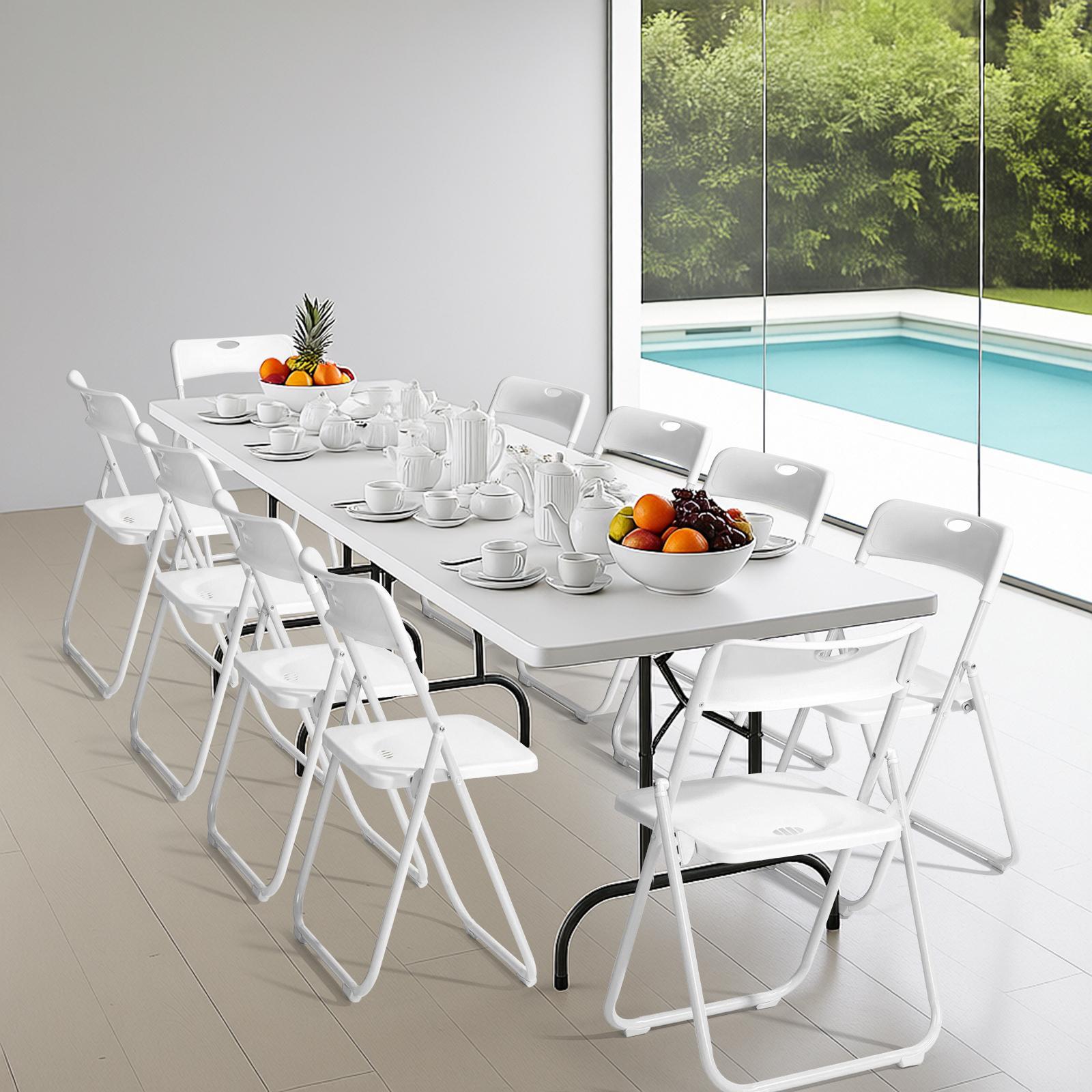 【Mother'sDaygift】Karlhome 4/6/10 Pcs Folding Chair, 300LBS Lightweight Foldable Plastic Chair, Reinforced Metal Frame Easy to Fold & Store for Indoor Six colors & Outdoor, Wedding, Party, Meeting Room, Patio and Garden, White