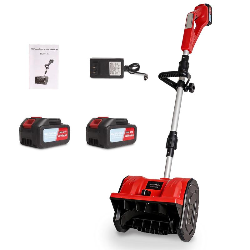 Pala quitanieves inalámbrica DK388-01 de 21 V, 12 pulgadas, con 2 baterías de 2 Ah, quitanieves plegable con placa direccional y mango ajustable, cargador rápido incluido. Idea de regalo para Año Nuevo.