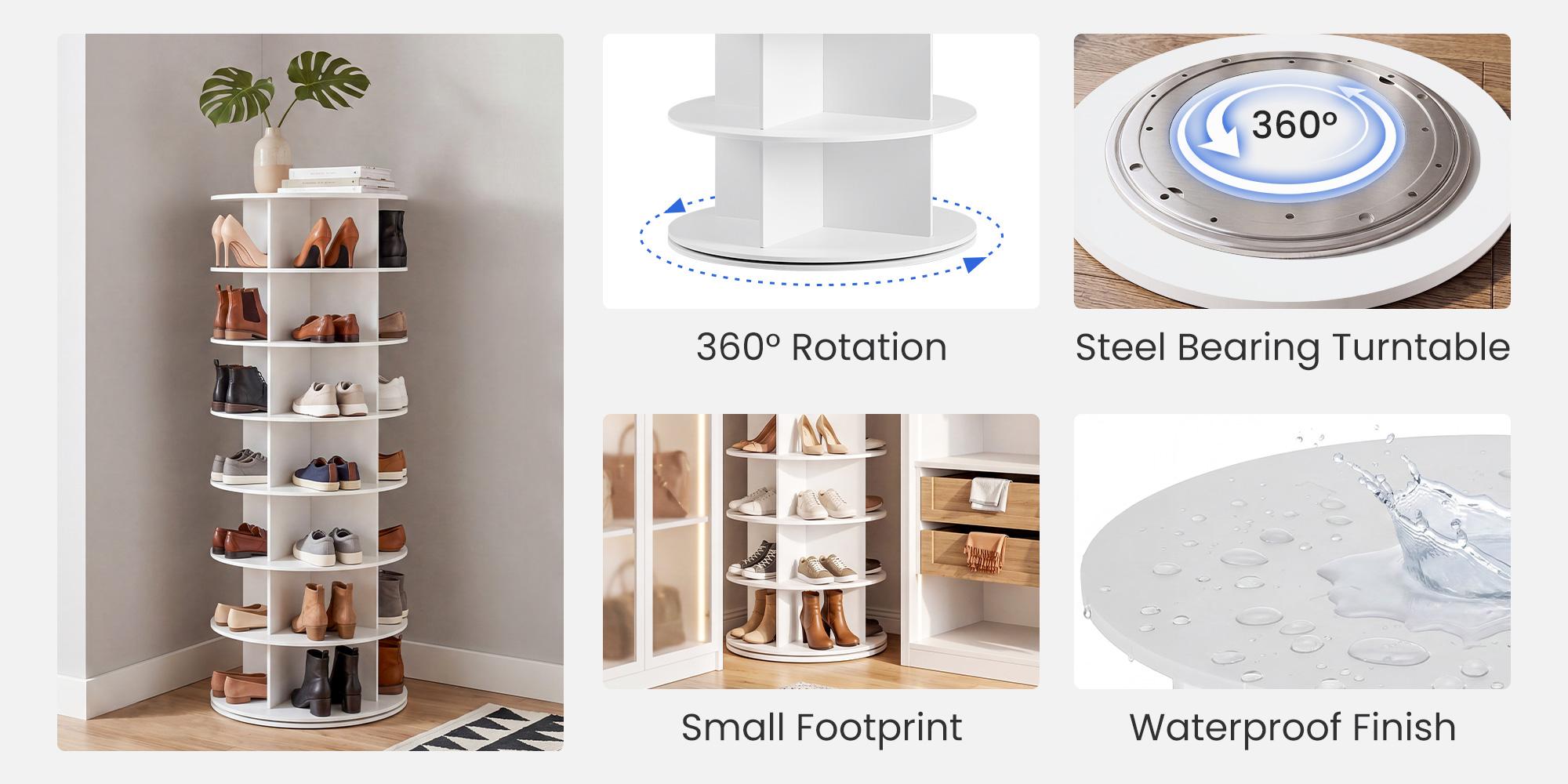 Sweetcrispy S - Rotating Shoe Rack Tower, Spinning Shoe Display Lazy Susan, Revolving 360 Shoe Rack Storage Round Carousel, Vertical Handbag Rotate Shoes Closet Organization Sweetcrispy S - Rotating Shoe Rack Tower, Spinning Shoe Display Lazy Susan, Revolving 360 Shoe Rack Storage Round Carousel, Vertical Handbag Rotate Shoes Closet Organization