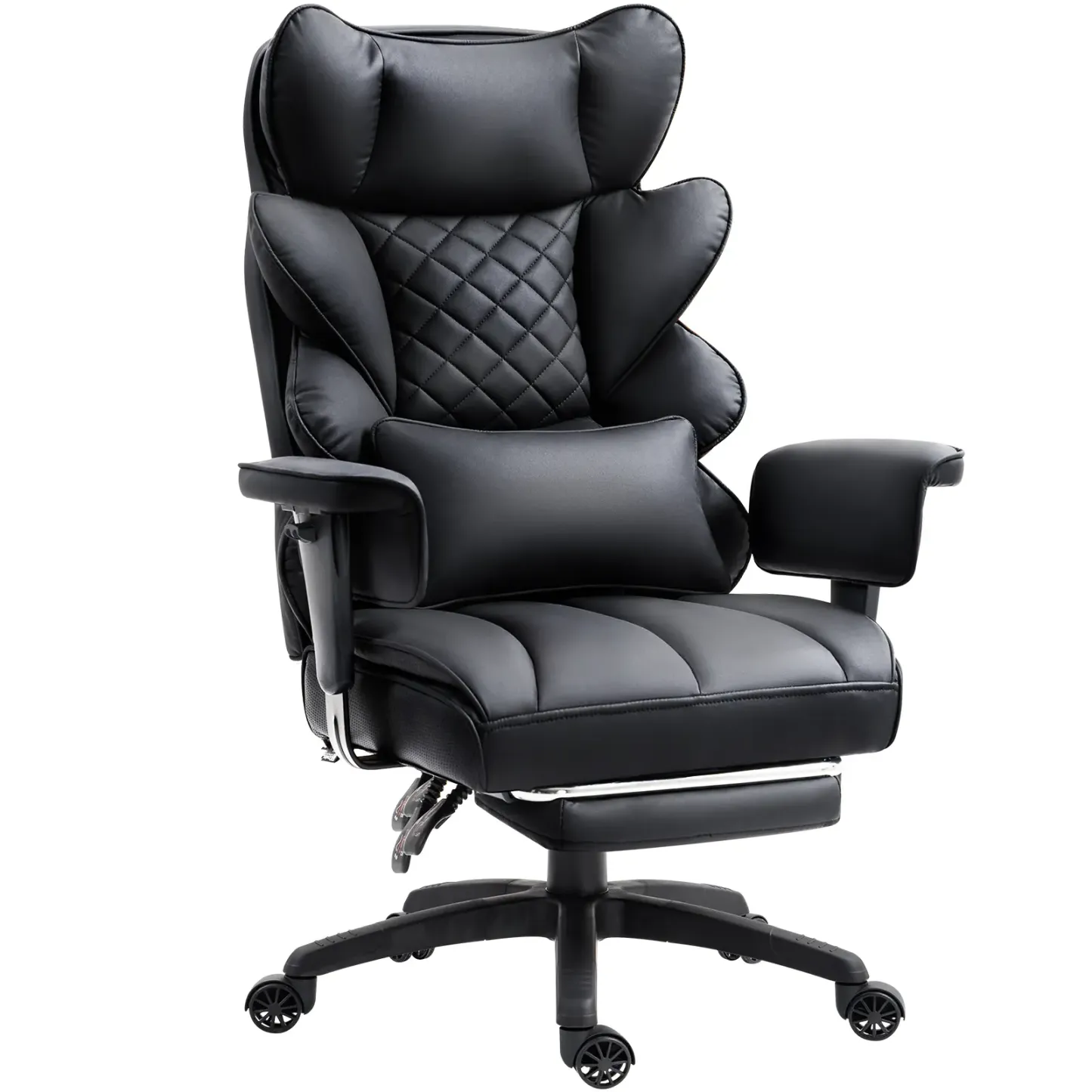Silla de oficina de respaldo alto con asiento de muelles ensacados y soporte lumbar, silla ergonómica para juegos de PC, reposabrazos ajustables y reposapiés.